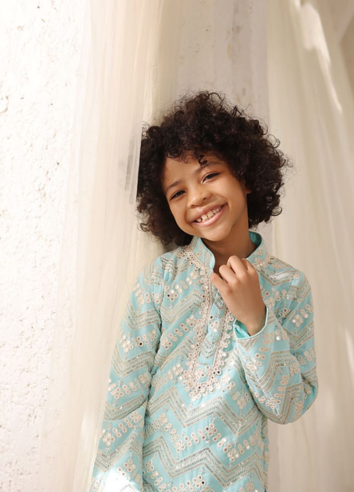 Mirror Embroidered Kurta with Salwar