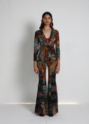 Long Jacket with flared pants and Bralette