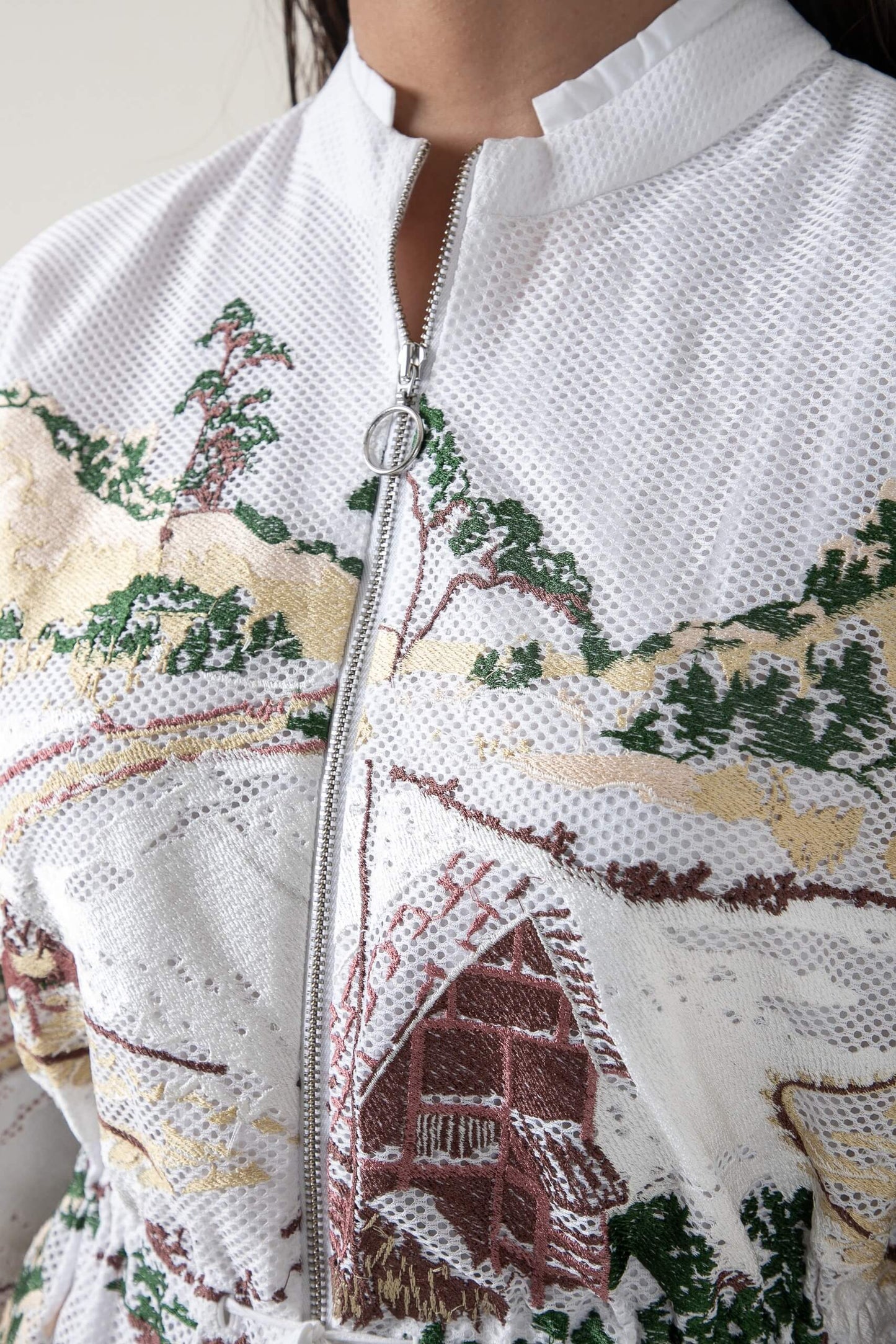 Crest embroidered long dress