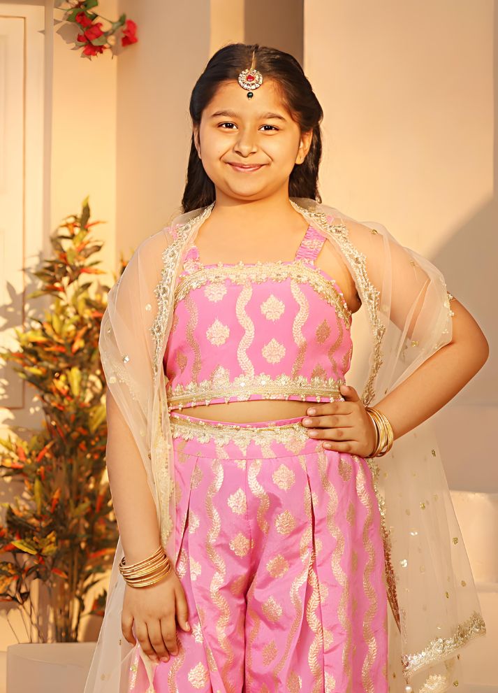 Brocade Top with Plazzo Pant