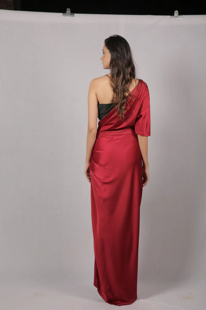 Cascade draped dress  with beaded bustier  full set