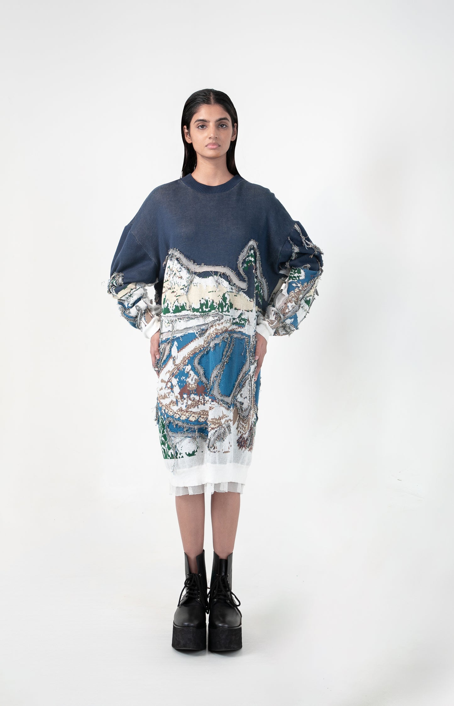 Broken Wave Deconstructed Sweater Dress