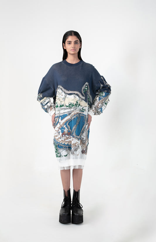 Broken Wave Deconstructed Sweater Dress