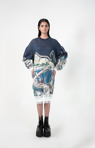 Broken Wave Deconstructed Sweater Dress
