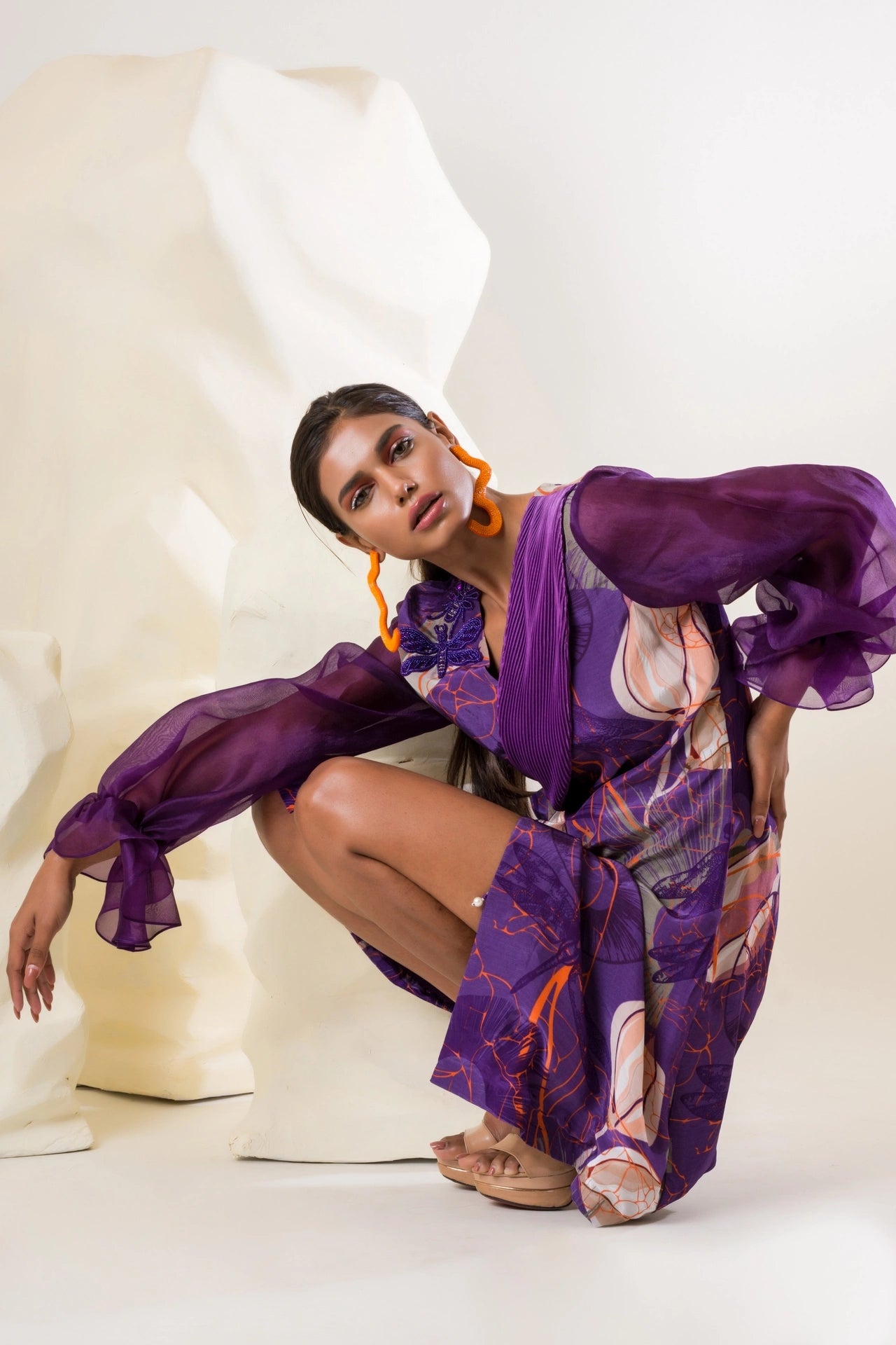 Printed Wrap-Around Dress