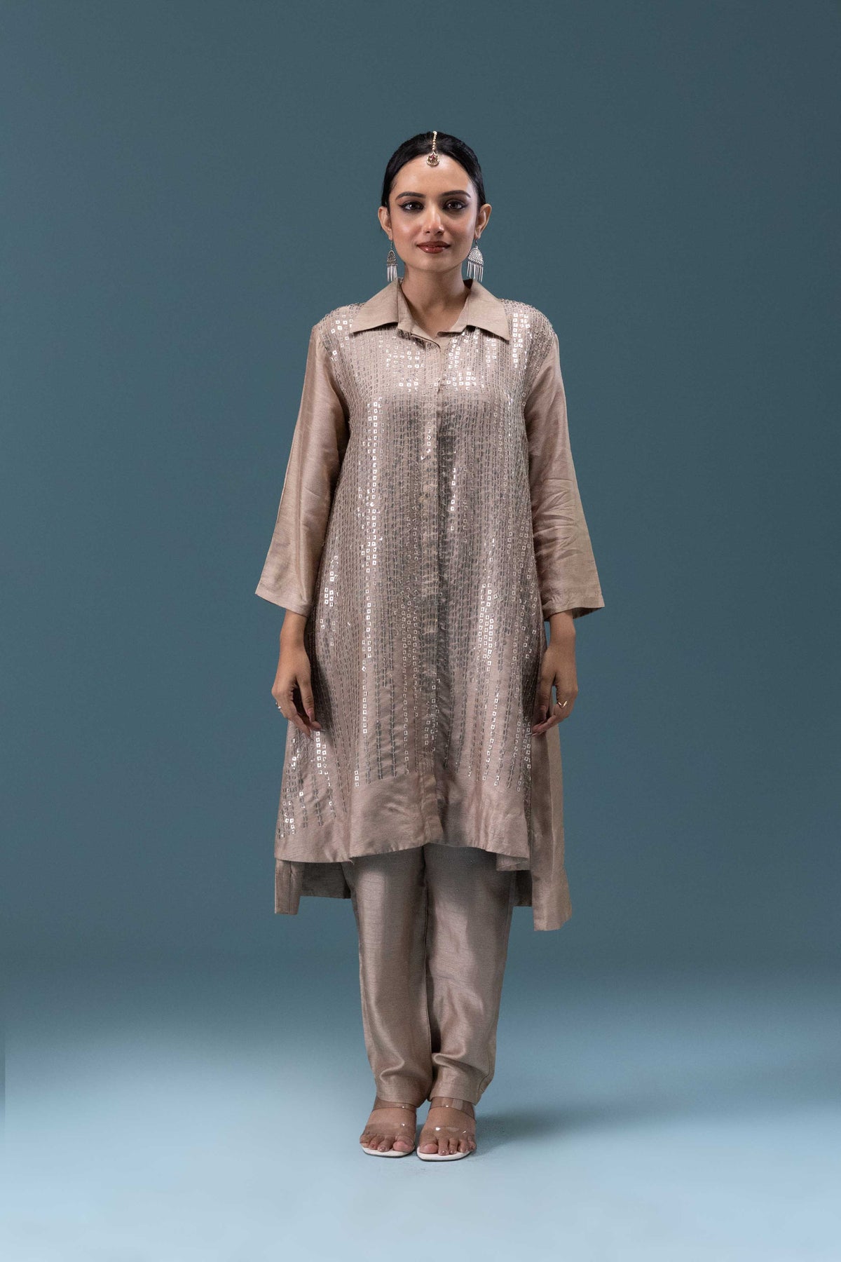 Aarna Champagne Sequin Co-ord Set