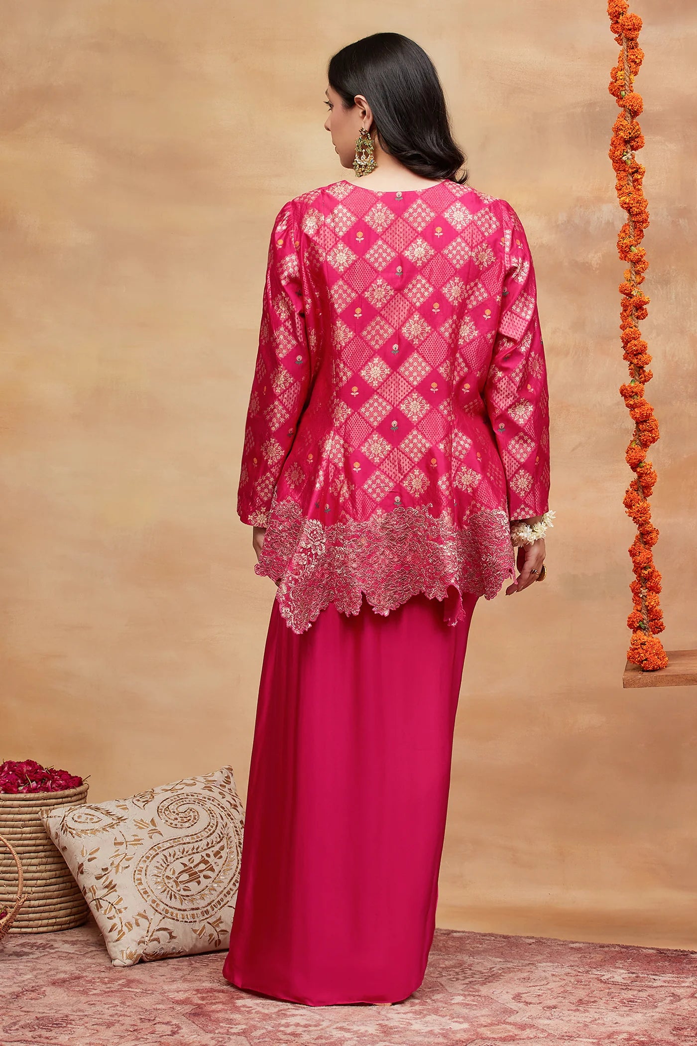 Assi Gulnaar Hand Embroidered Banarasi Skirt Set