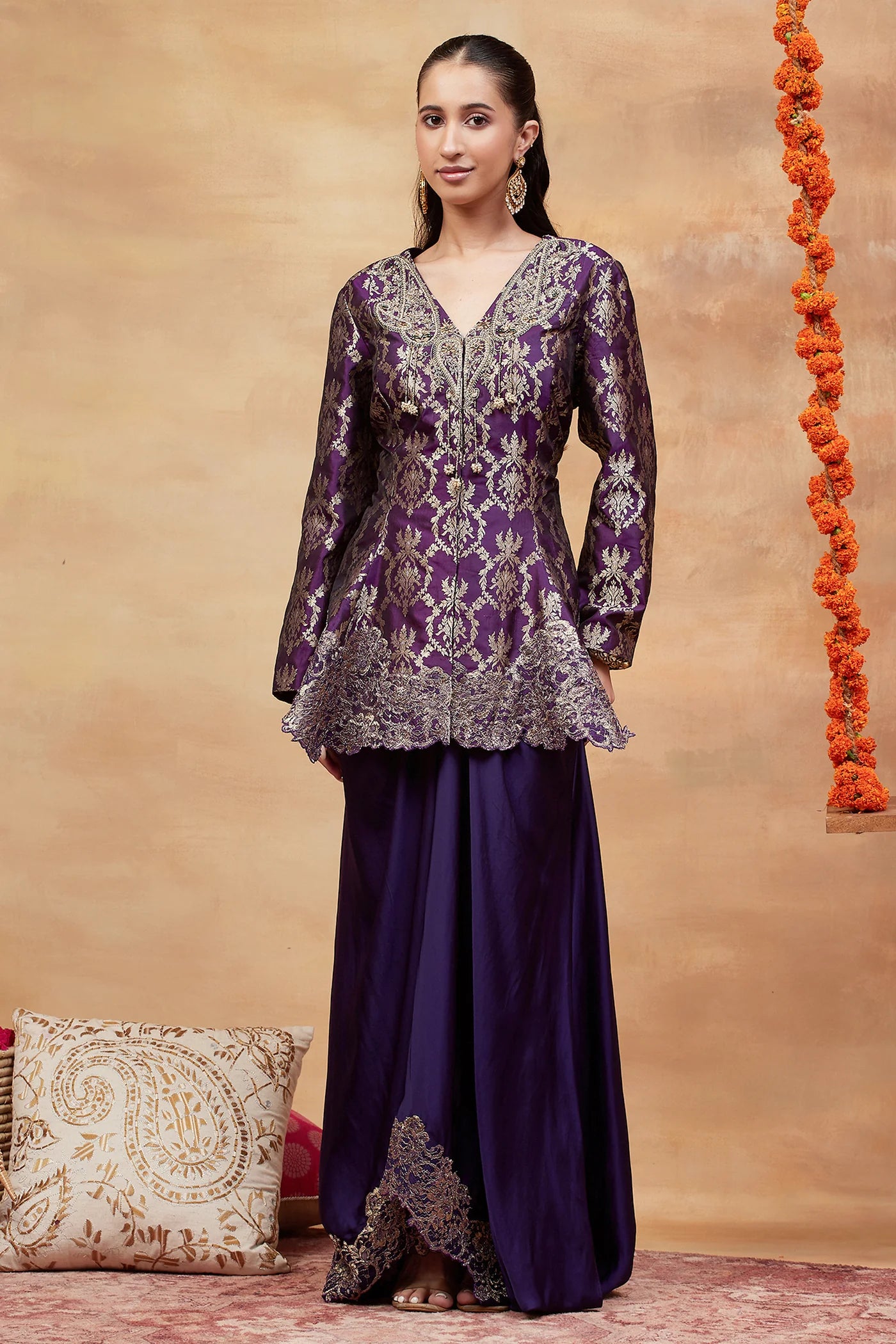 Assi Jamuni Hand Embroidered Banarasi Skirt Set