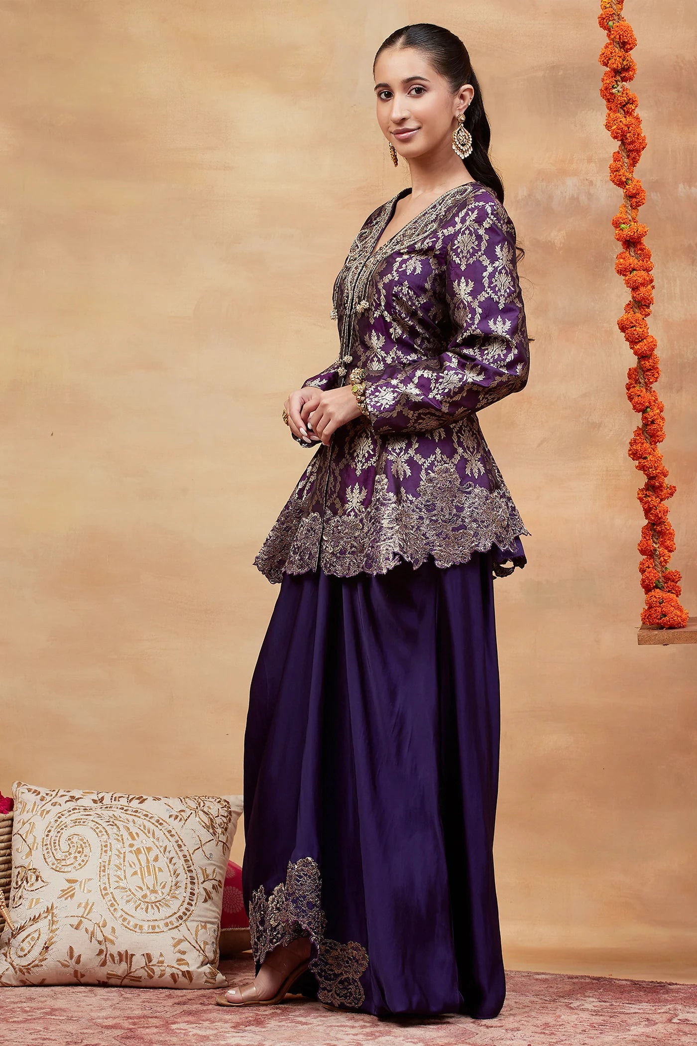 Assi Jamuni Hand Embroidered Banarasi Skirt Set