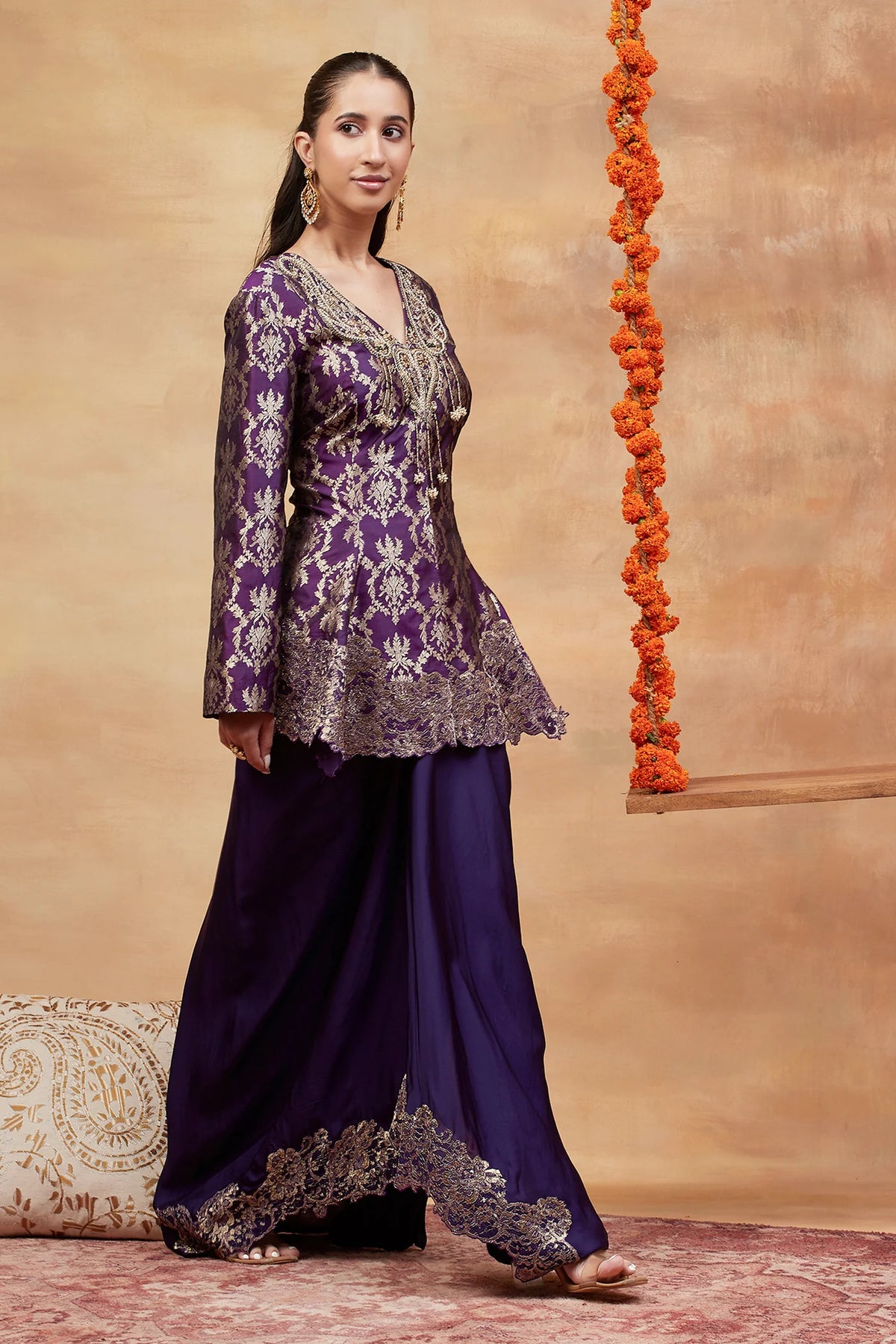 Assi Jamuni Hand Embroidered Banarasi Skirt Set