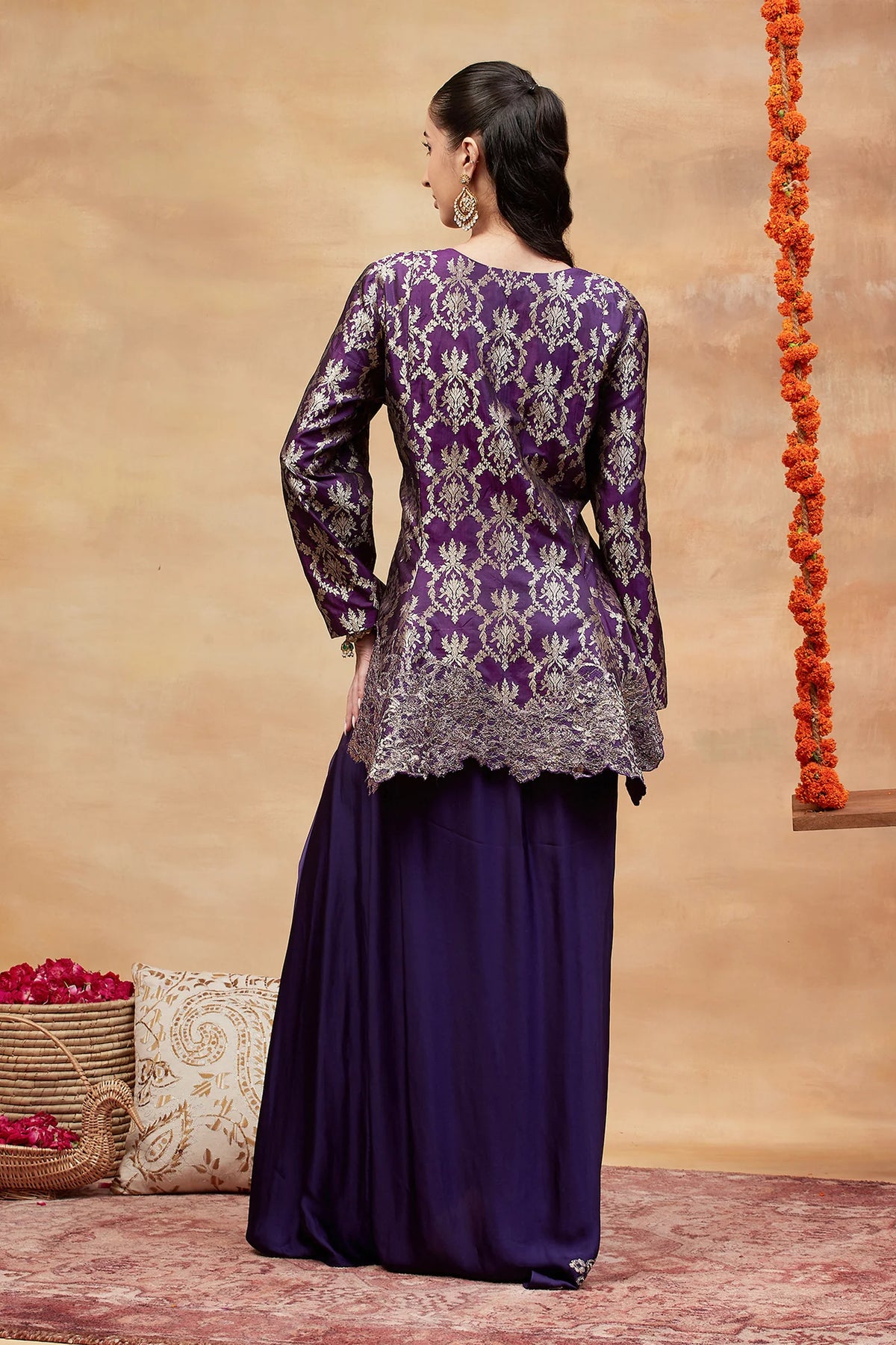 Assi Jamuni Hand Embroidered Banarasi Skirt Set