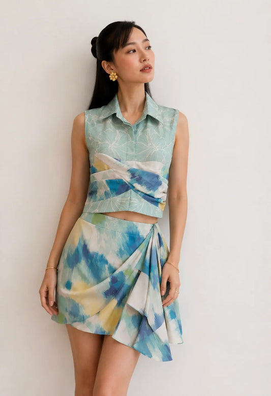Azure Riviera Draped Set