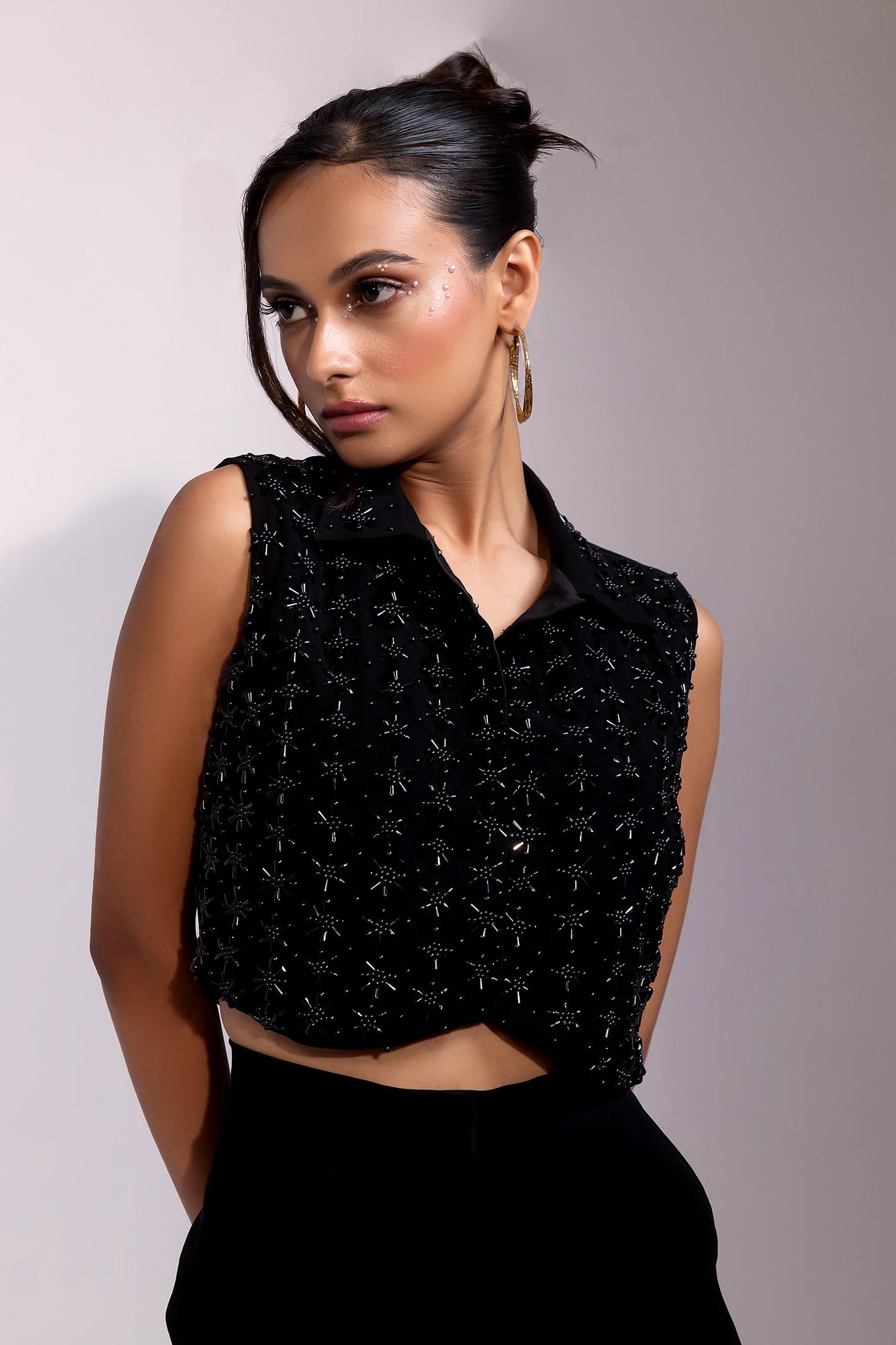 Black Beaded Floral Co-ord Set