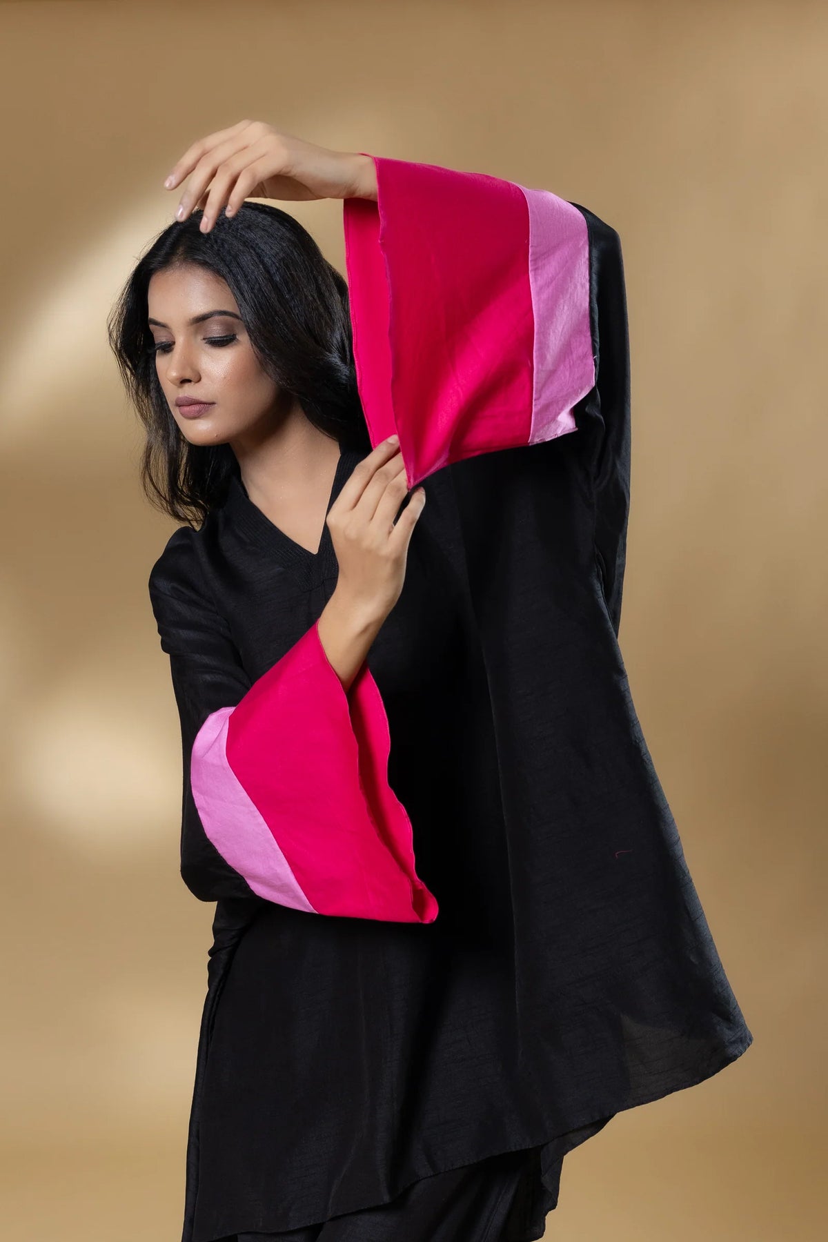 Black Bemberg Silk Agran Flowy Co-ord
