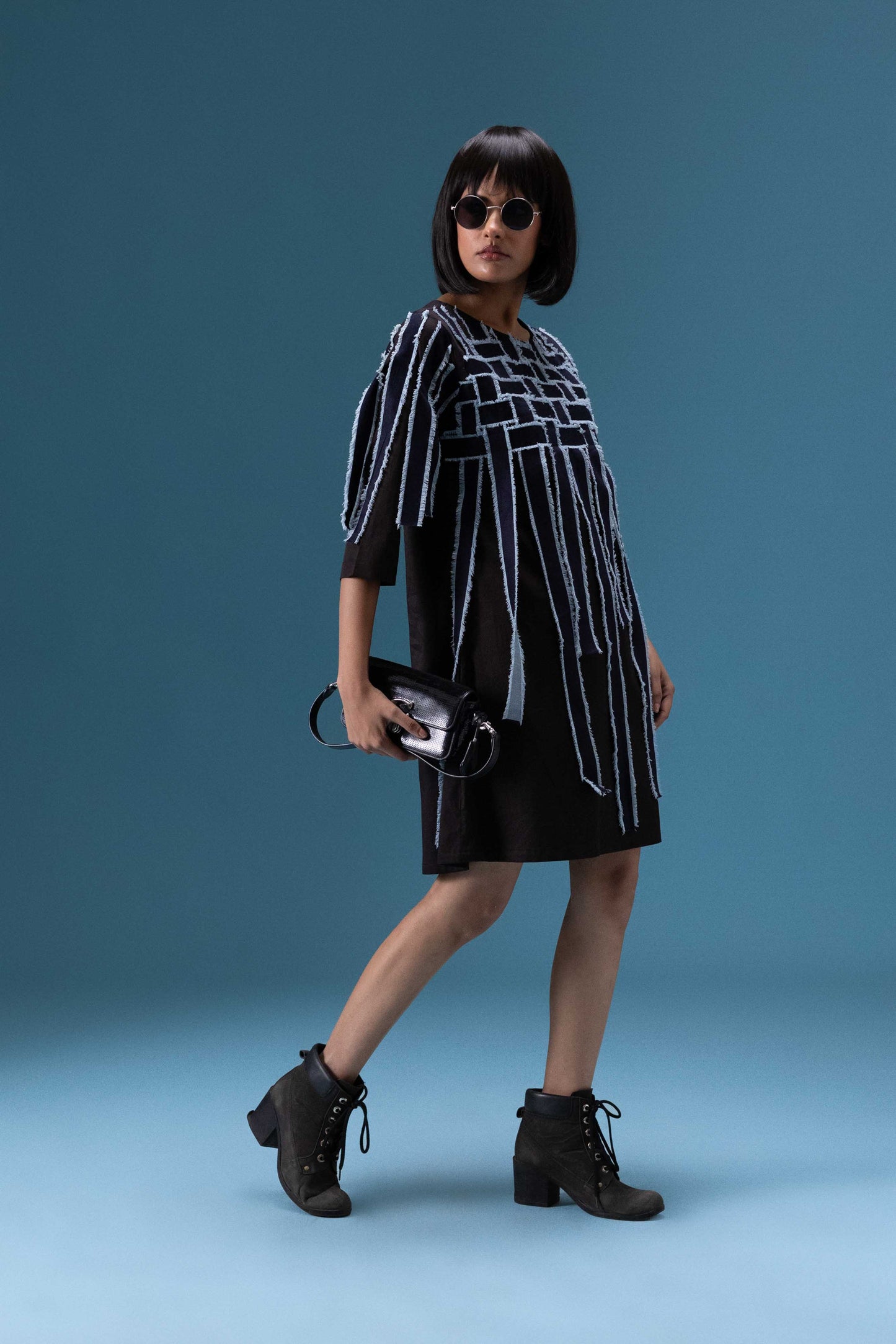 Black Fringe Detail Dress