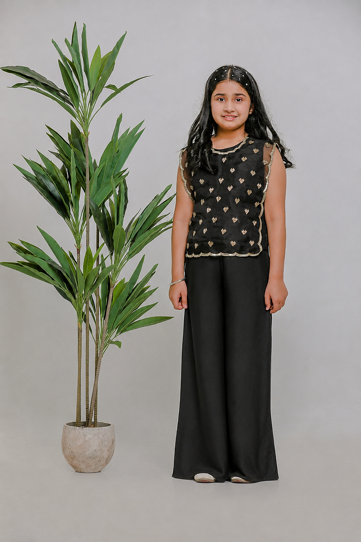Black Heart Bib Pant Set