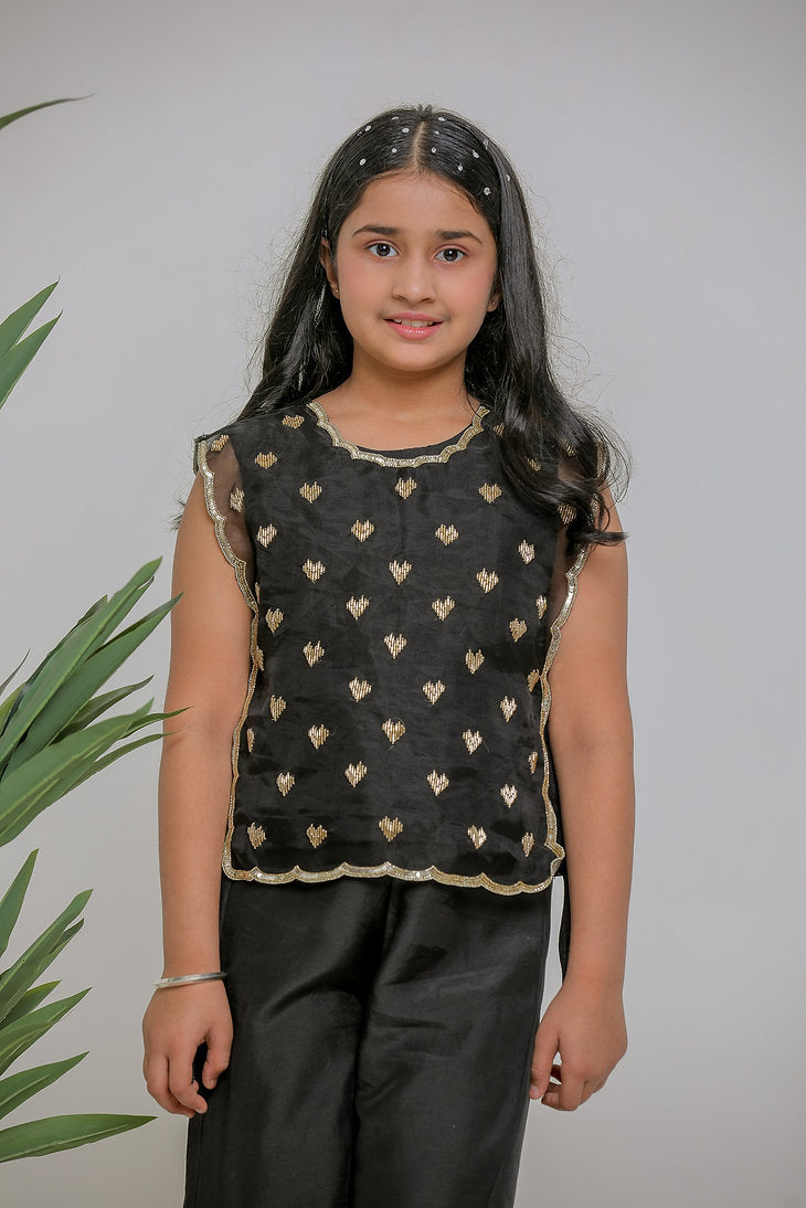 Black Heart Bib Pant Set