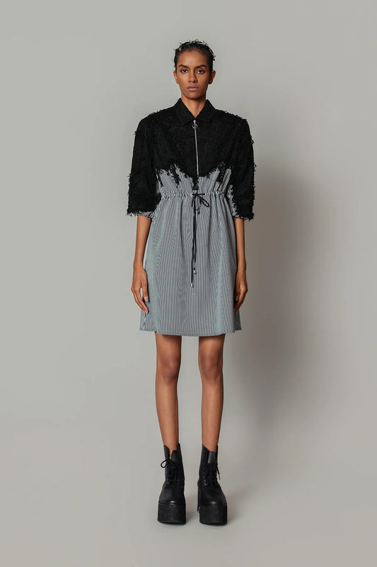 Black Map with Strips Short Dress