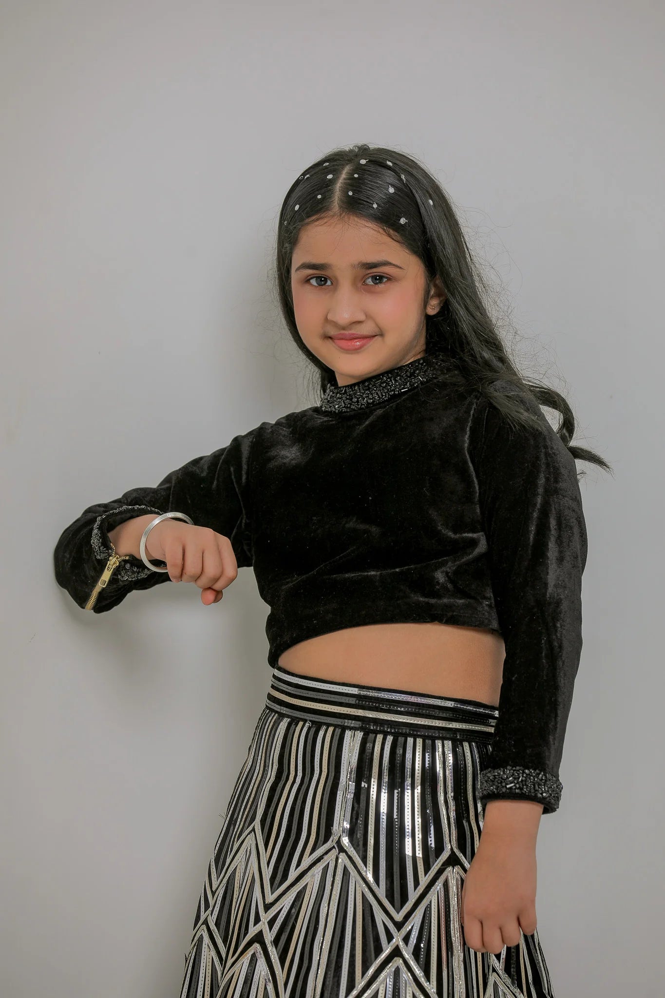Black Mettaclic Chrome Ghaghra