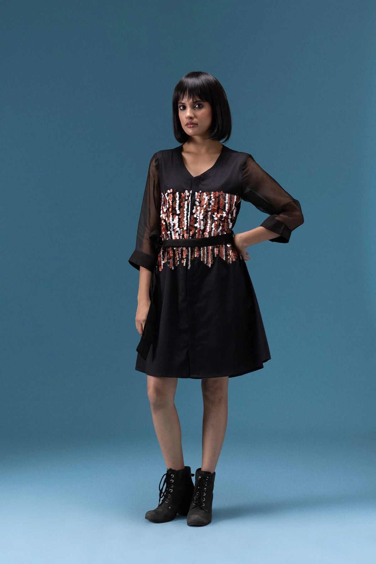 Black Sequin Detail Dress