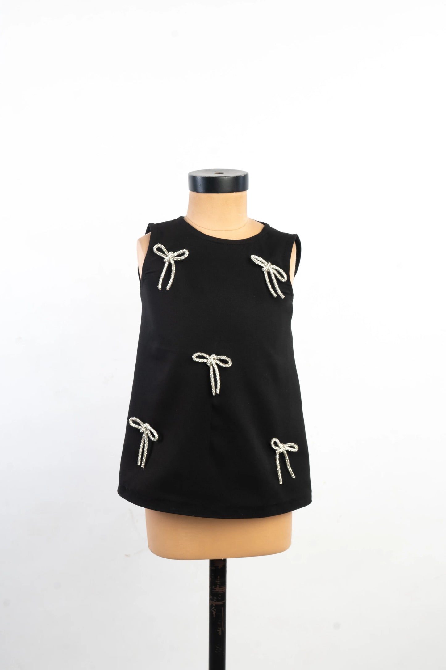 Black Dress with Stone Bows