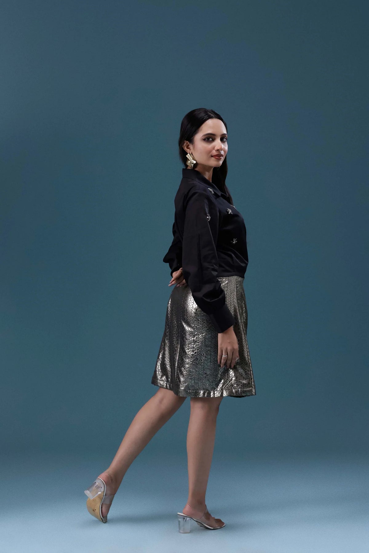 Black & Silver Embellished Dress