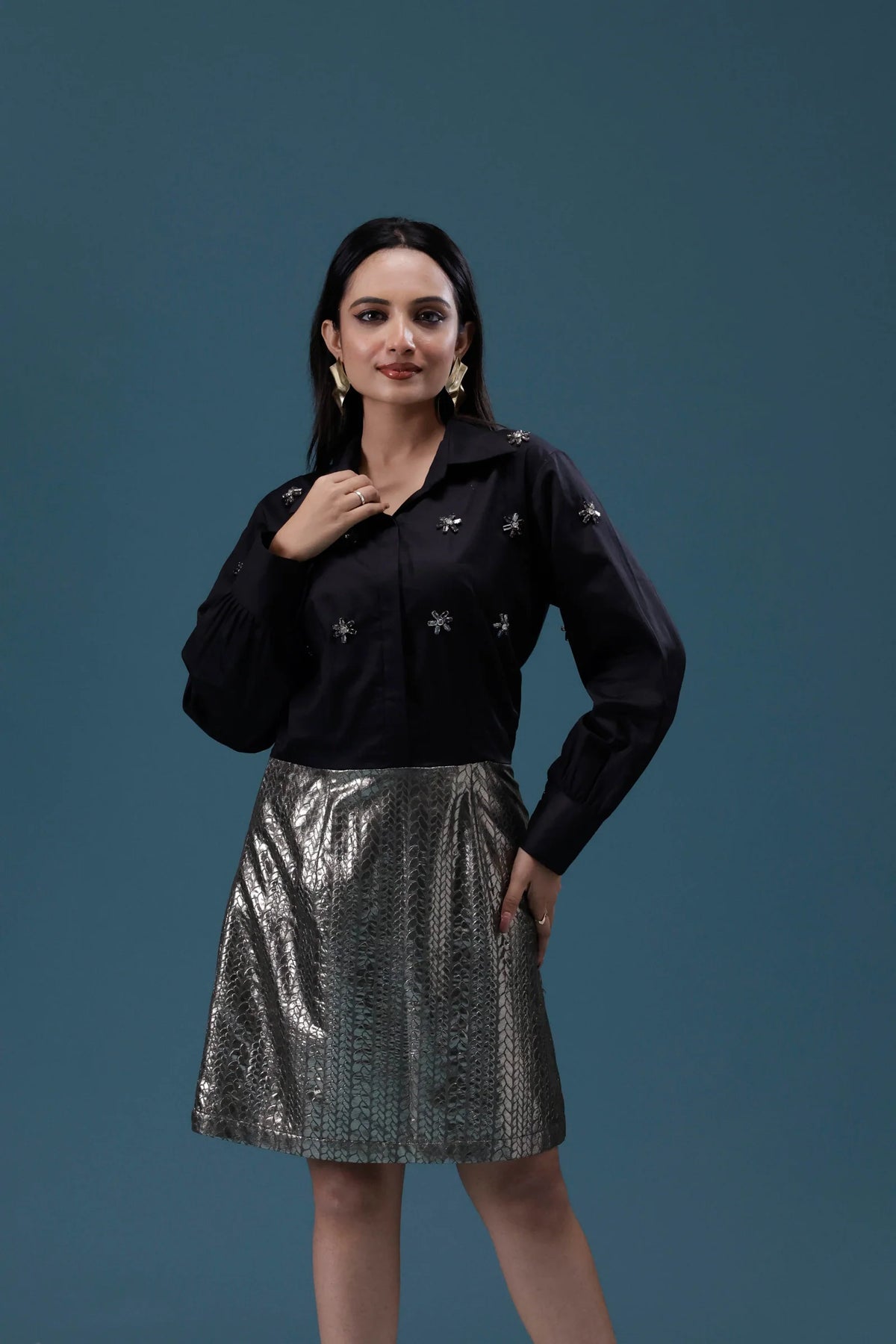 Black & Silver Embellished Dress