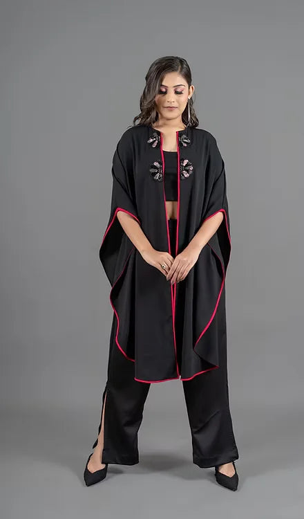 Black pink 3 piece set with shrug