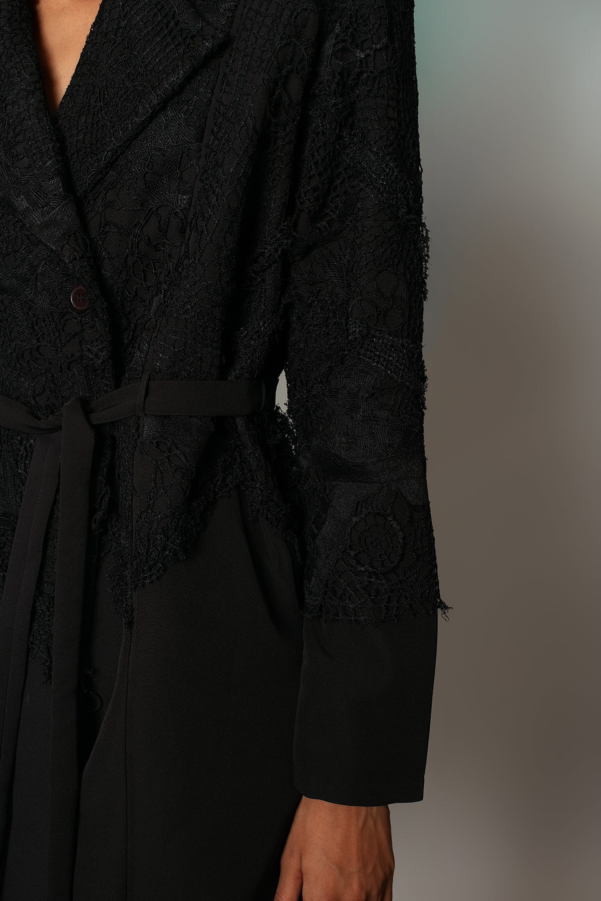 Black on Black Map Coat Dress