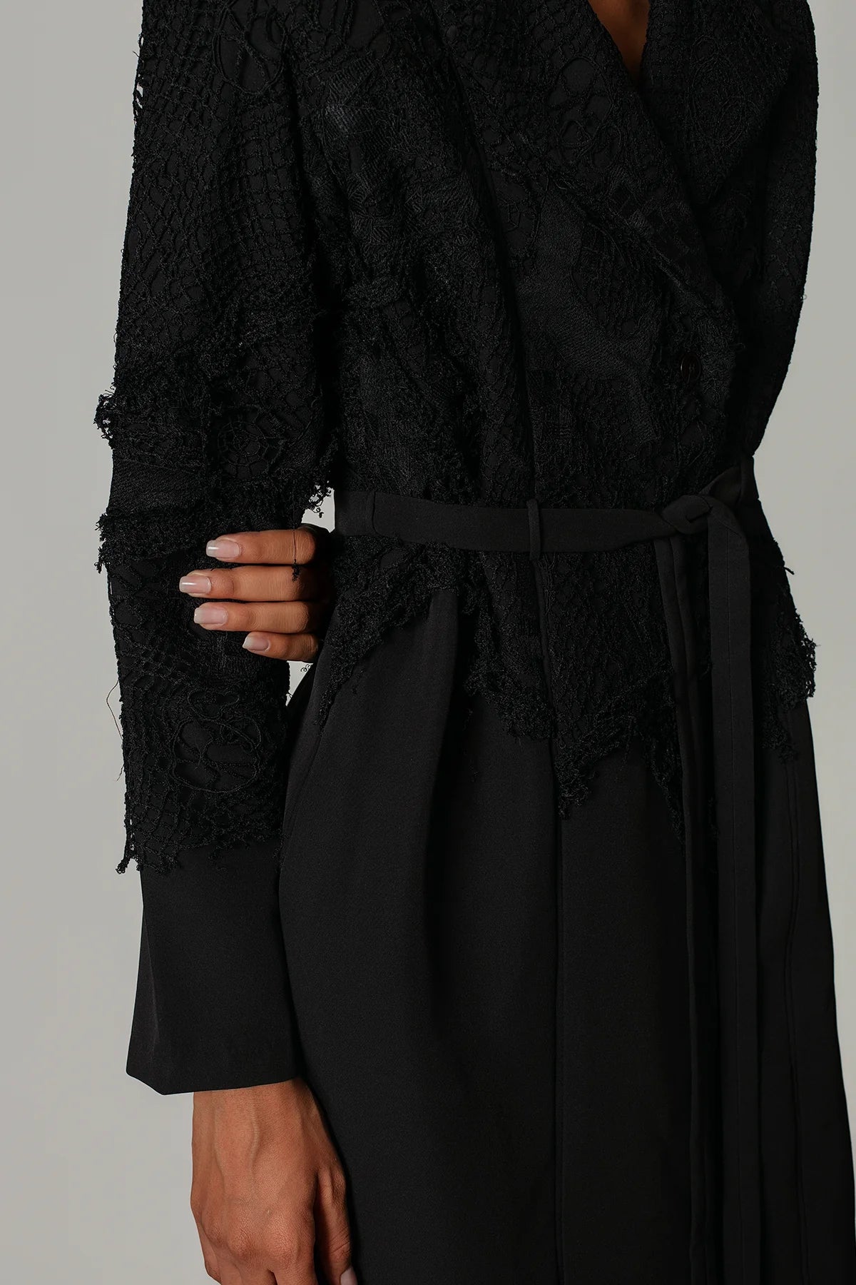 Black on Black Map Coat Dress