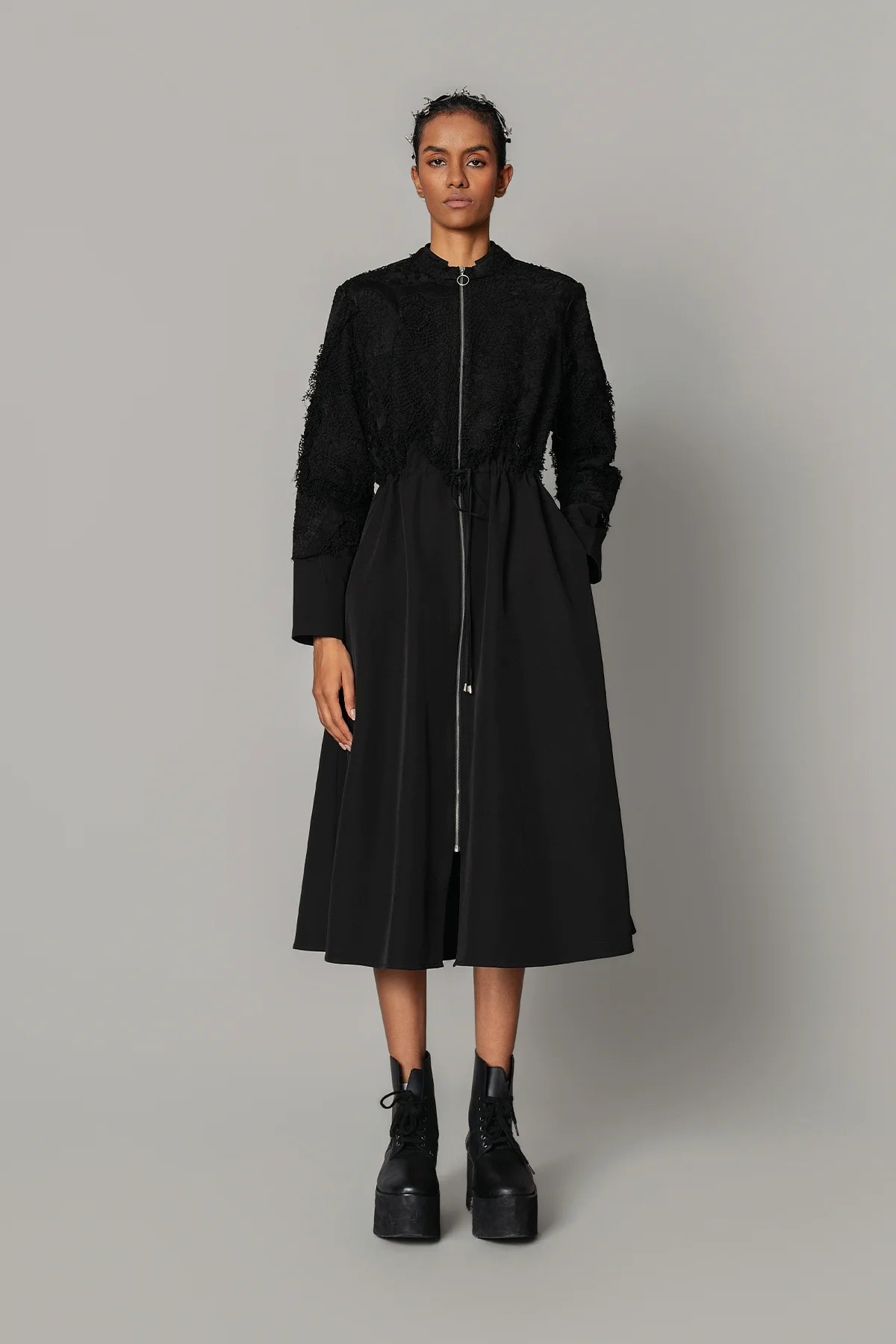 Black on Black Map Long Dress