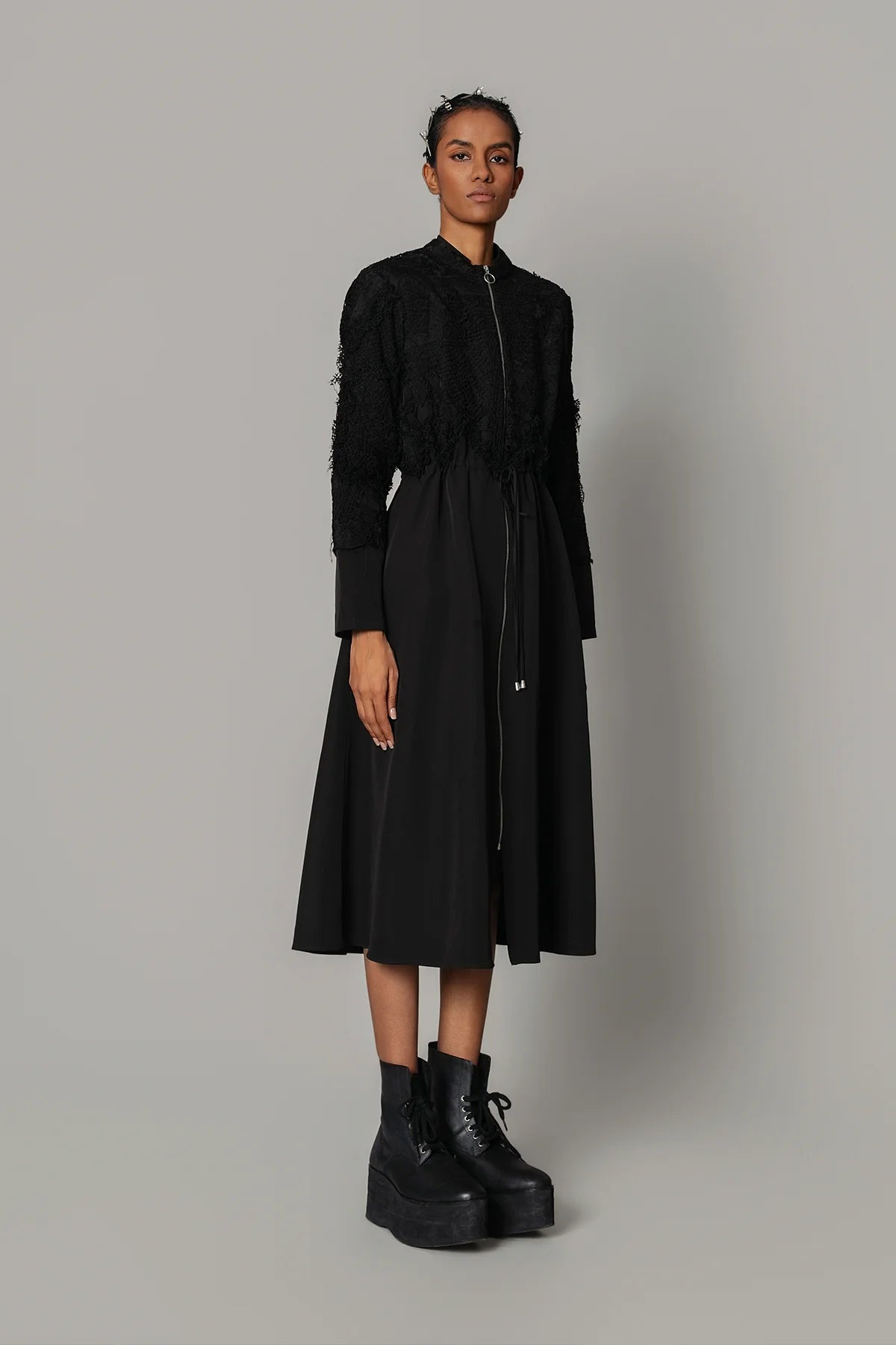 Black on Black Map Long Dress