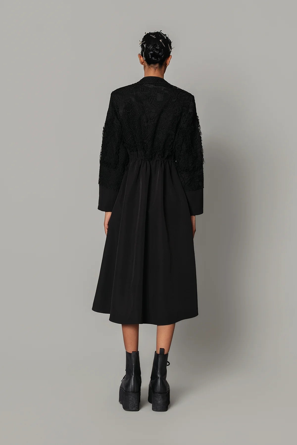 Black on Black Map Long Dress