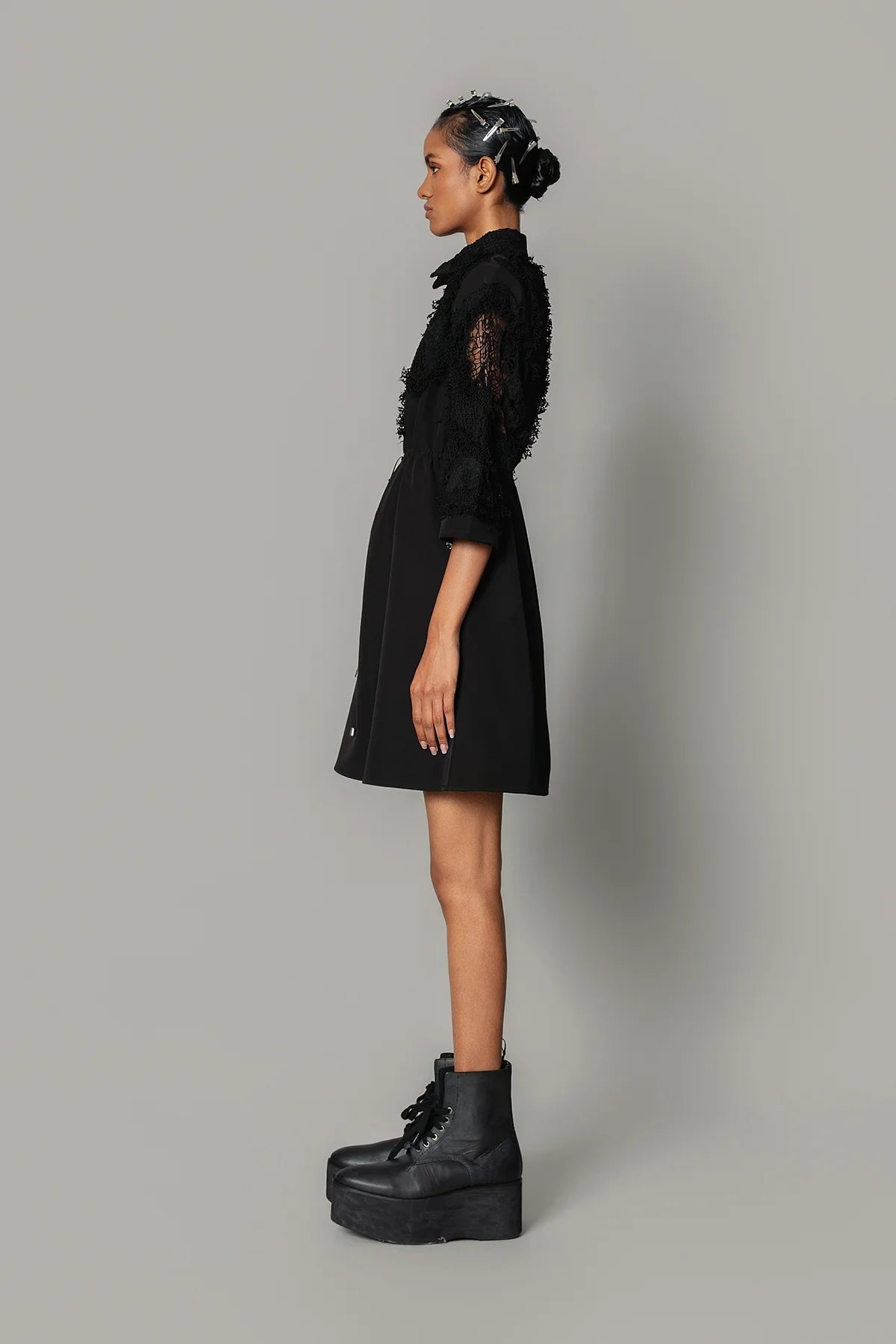 Black on Black Map Short Dress