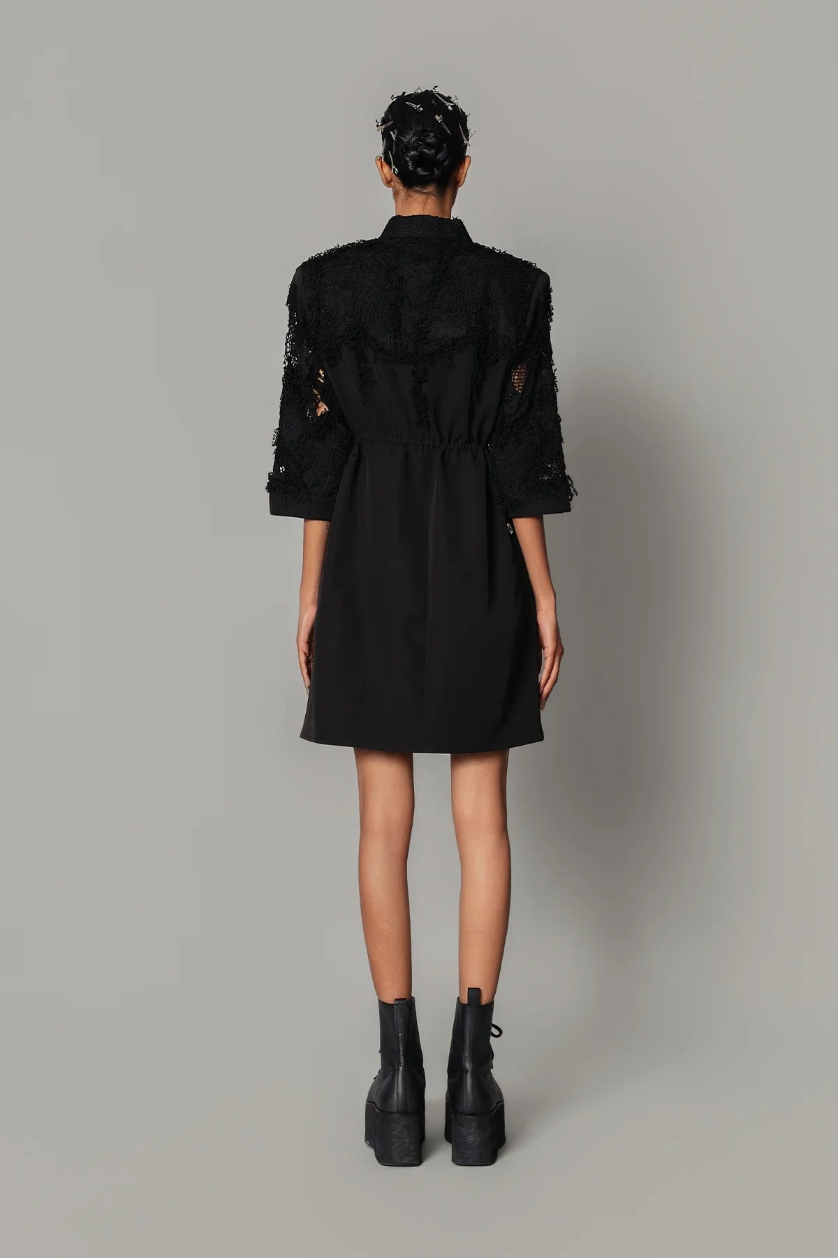 Black on Black Map Short Dress