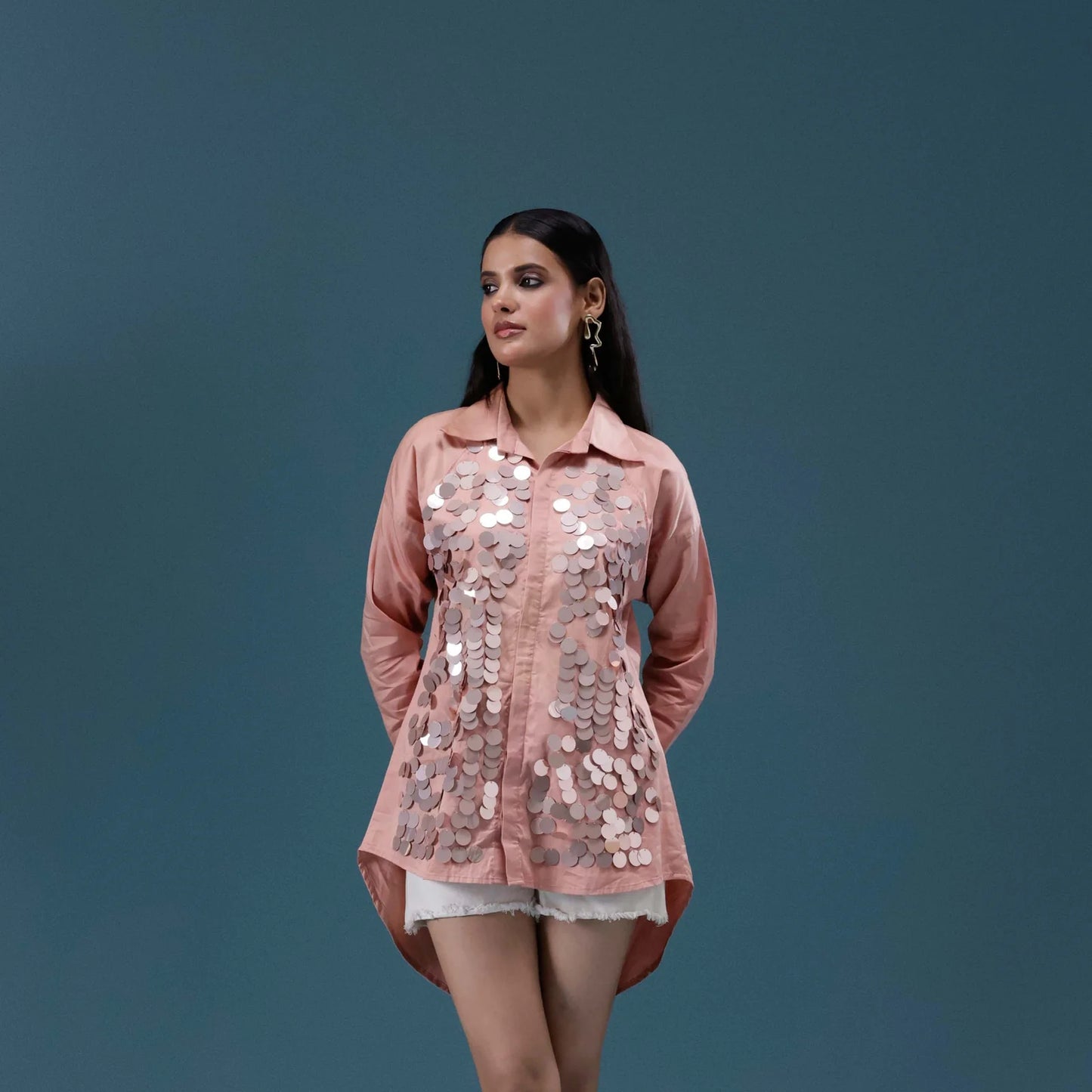 Blush Sequin Panel Shirt