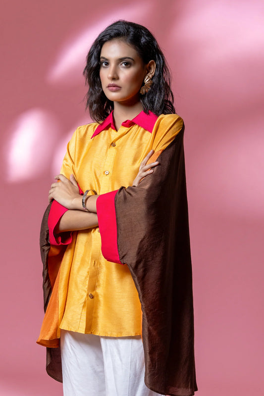 Multi-Colour Bemberg Silk Boho Oversized Shirt