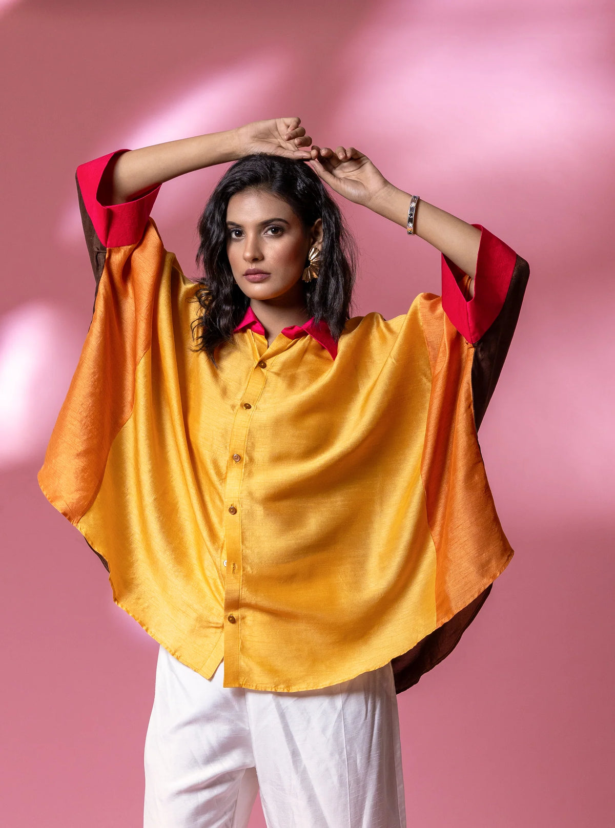 Multi-Colour Bemberg Silk Boho Oversized Shirt