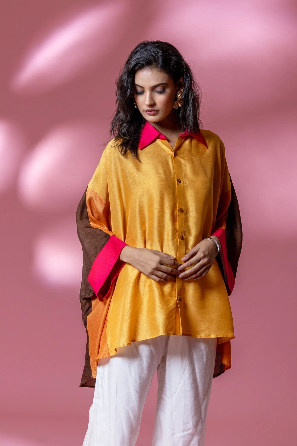 Multi-Colour Bemberg Silk Boho Oversized Shirt