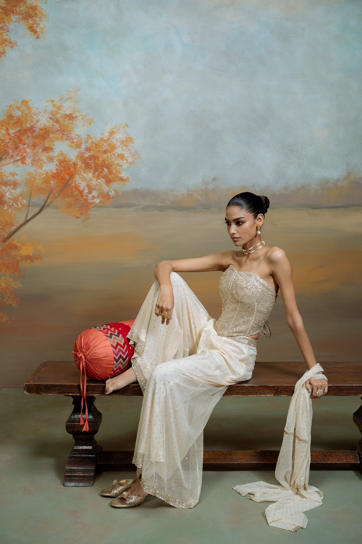 Corset Paired With Net Gharara