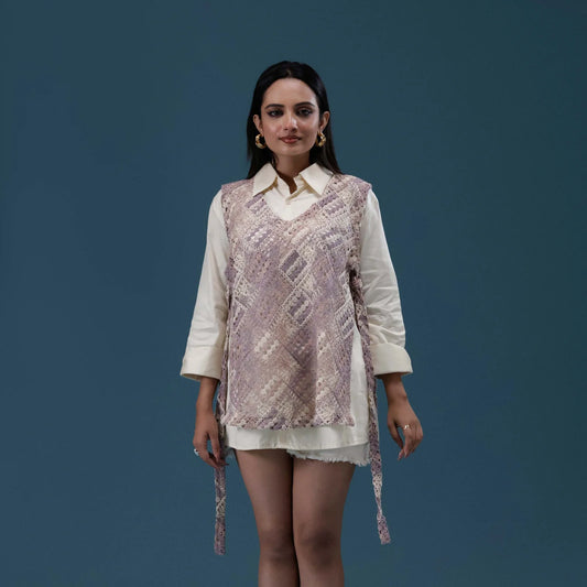 Crochet Veil Shirt Set