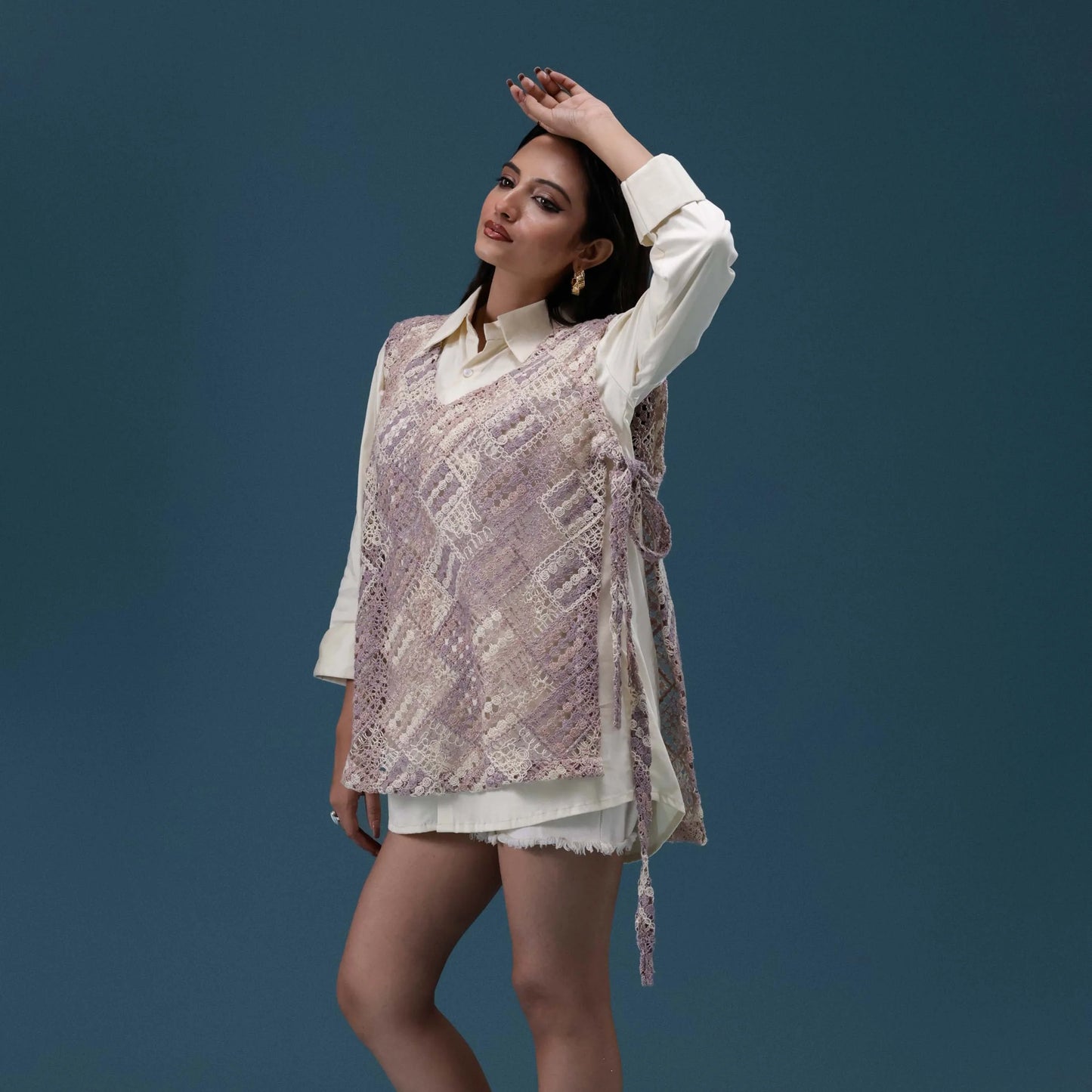 Crochet Veil Shirt Set