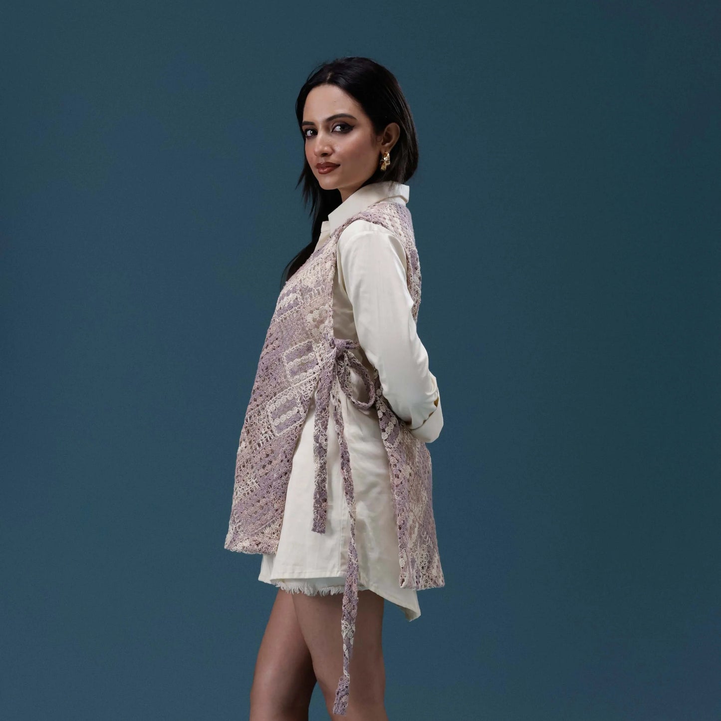 Crochet Veil Shirt Set