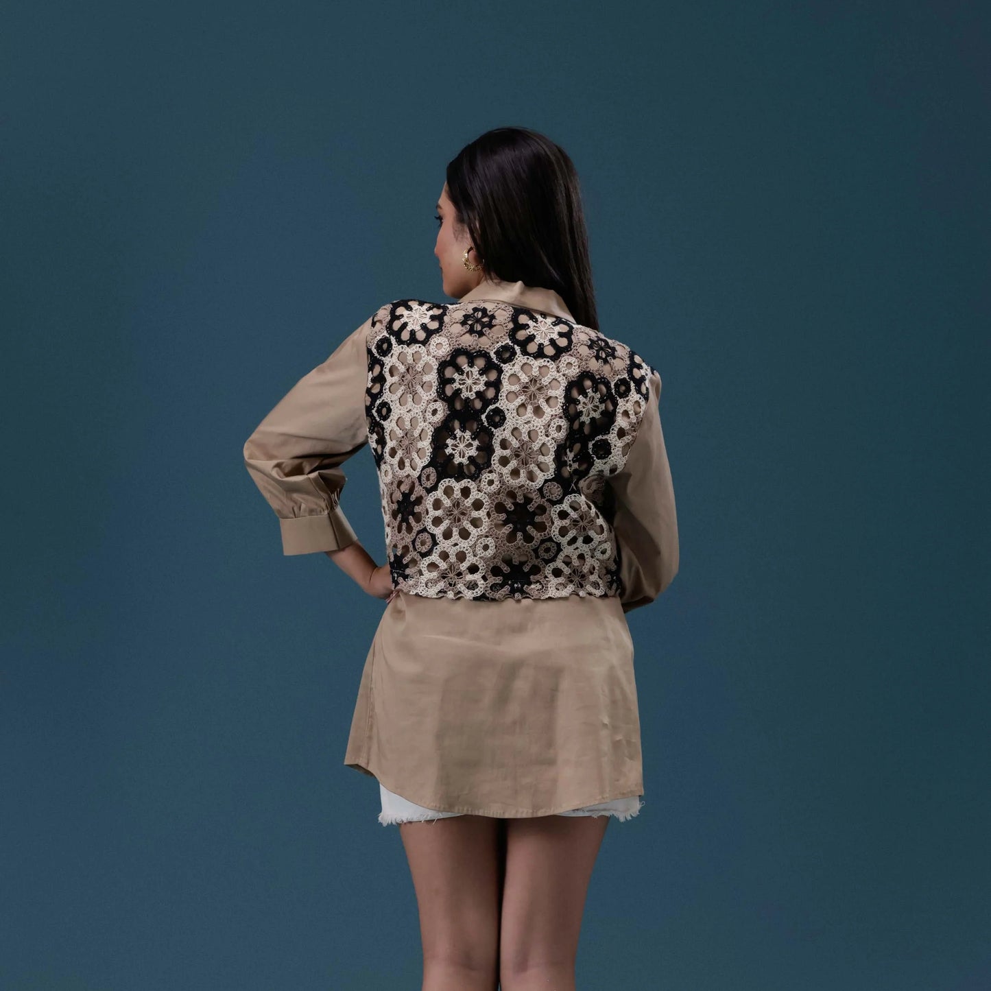 Crochet Vest Overlay Shirt