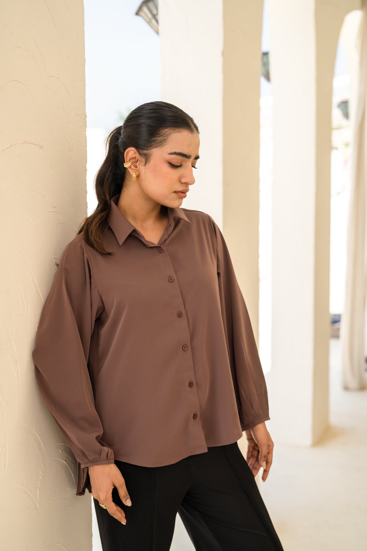 The Pleat Back Hi-lo Shirt