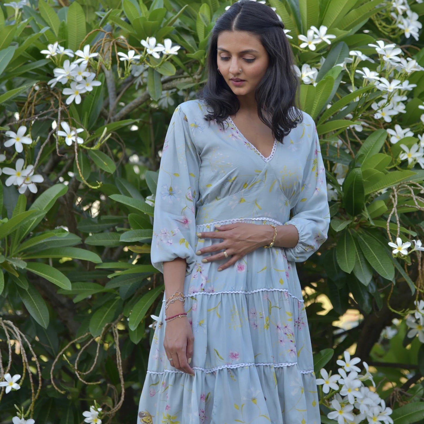 Daphne Blue Printed Short Dress