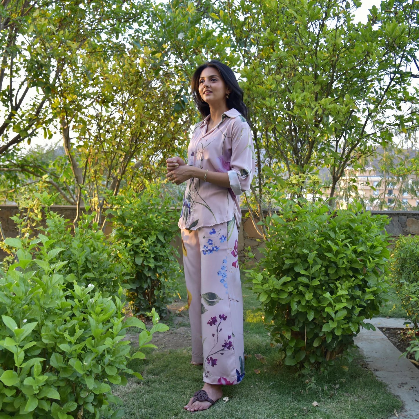 Clara Set - Onion Pink Floral Printed Co-Ord Set