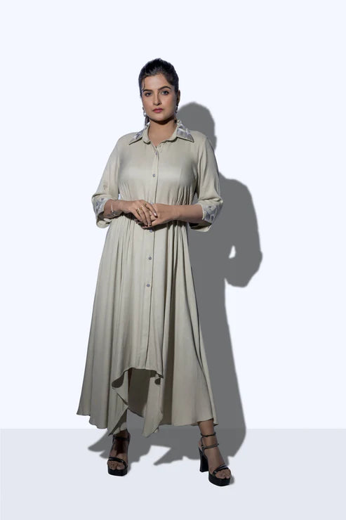 High Low Waist Gather Dress