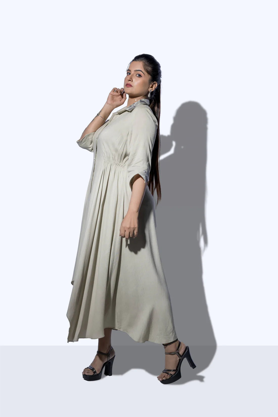 High Low Waist Gather Dress