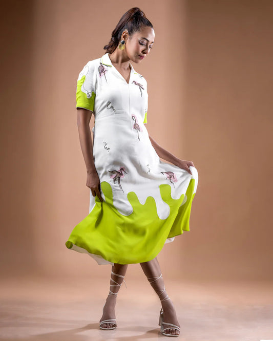 Flamingo Bi color Brunch Dress